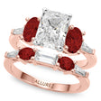 Radiant Lab Diamond & Oval Garnet Bridal Set 14K Rose Gold (4.97ct)