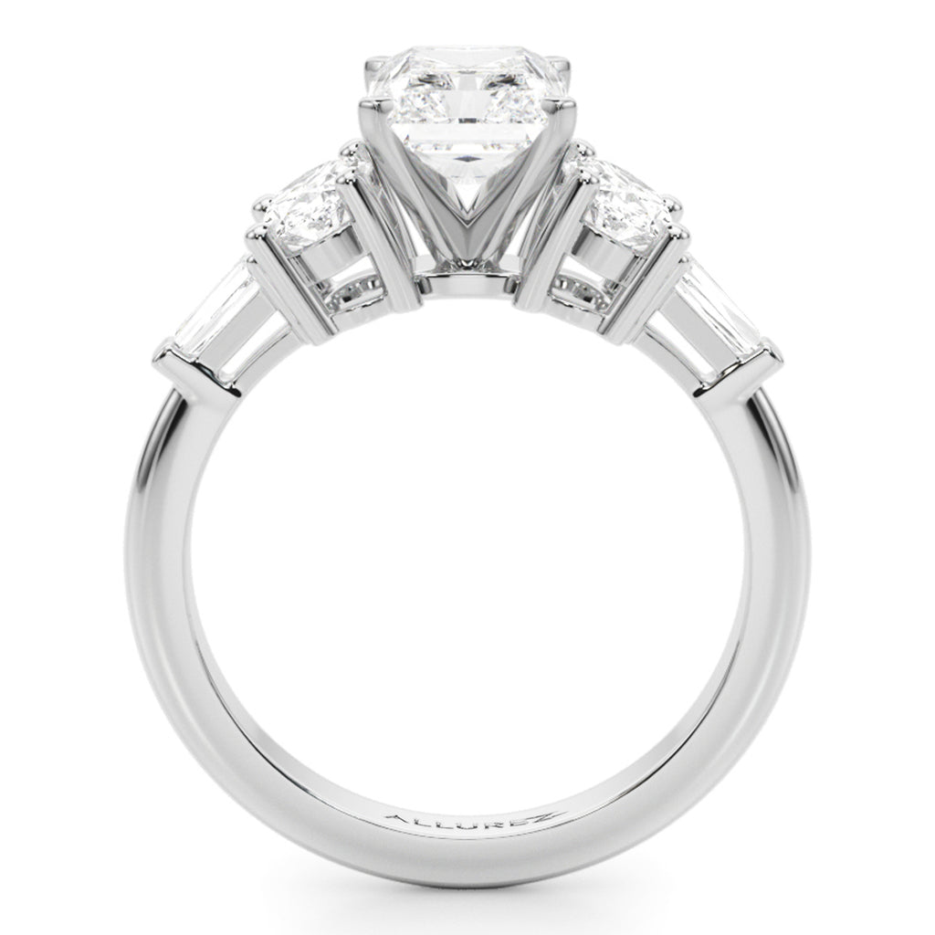 Radiant Moissanite Diamond Engagement Ring Bridal Set 14K White Gold (4.93ct)