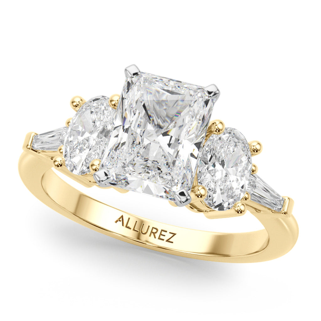 Radiant Moissanite Diamond Engagement Ring Bridal Set 14K Yellow Gold (4.93ct)