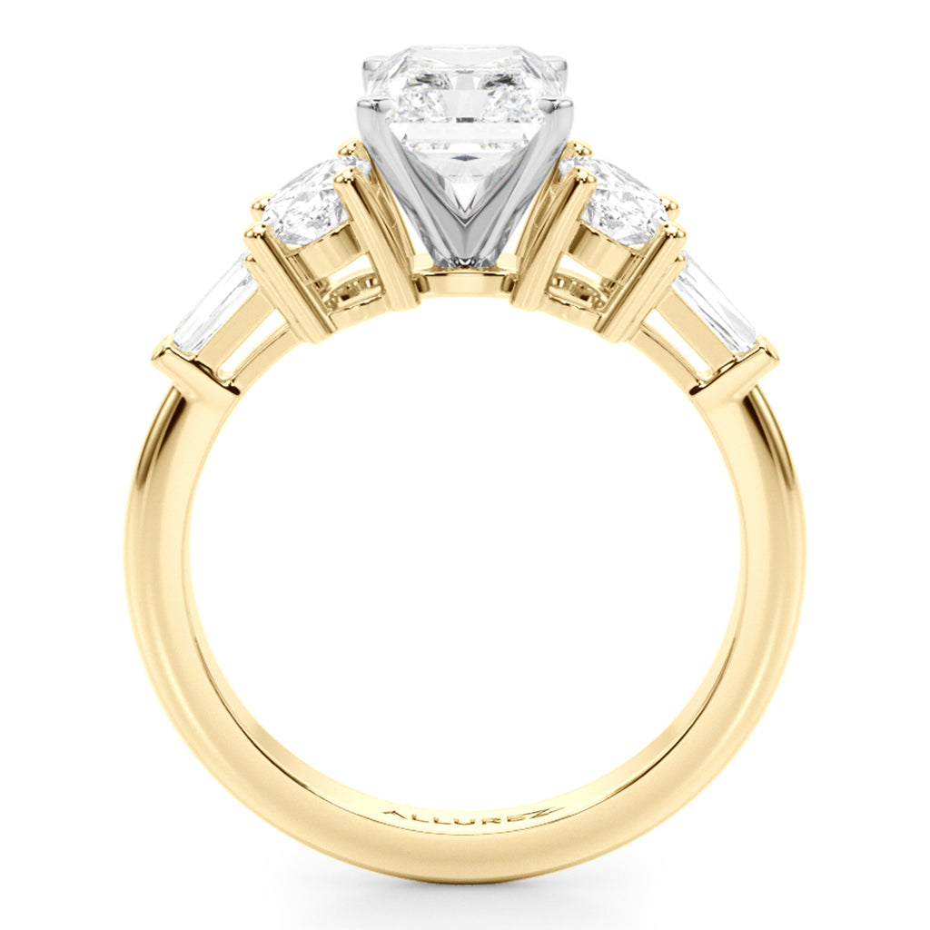 Radiant Moissanite Diamond Engagement Ring Bridal Set 14K Yellow Gold (4.93ct)