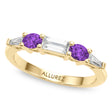 Baguette Lab  Diamond & Oval Amethyst Wedding Ring Band 14K Yellow Gold (0.67ct)