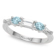 Baguette Lab  Diamond & Oval Aquamarine Wedding Ring Band 18K White Gold (0.67ct)