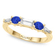 Baguette Lab  Diamond & Oval Blue Sapphire Wedding Ring Band 14K Yellow Gold (0.85ct)
