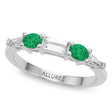 Baguette Lab  Diamond & Oval Emerald Wedding Ring Band in Palladium (0.67ct)