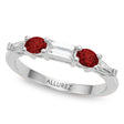Baguette Lab  Diamond & Oval Garnet Wedding Ring Band in Palladium (0.79ct)