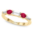 Baguette Lab  Diamond & Oval Ruby Wedding Ring Band 14K Yellow Gold (0.85ct)