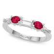 Baguette Lab  Diamond & Oval Ruby Wedding Ring Band in Platinum (0.85ct)