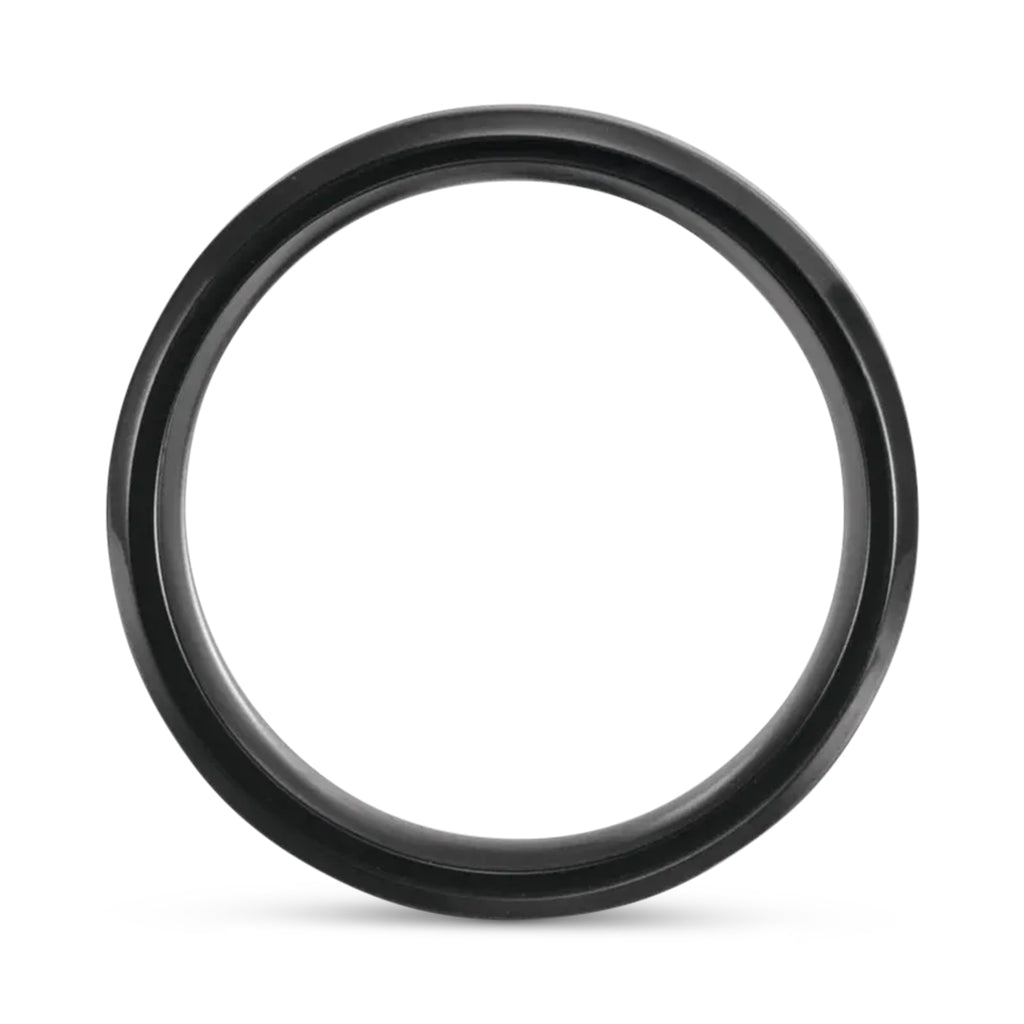 Black Titanium Beveled Edge with Hawaiian Koa Wood Inlay Wedding Band (8mm)