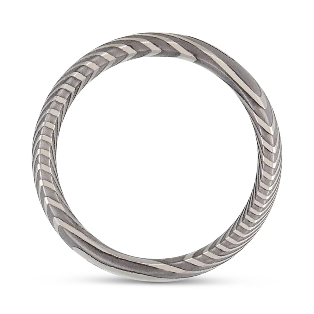 Damascus Steel Half Round Patterned Wedding Band (6mm)
