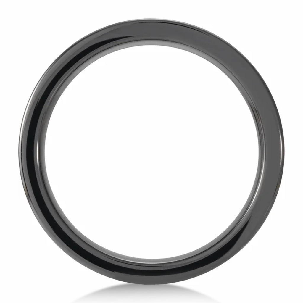 Black Ceramic Flat Wedding Band with KOA Wood Inlay (6mm)