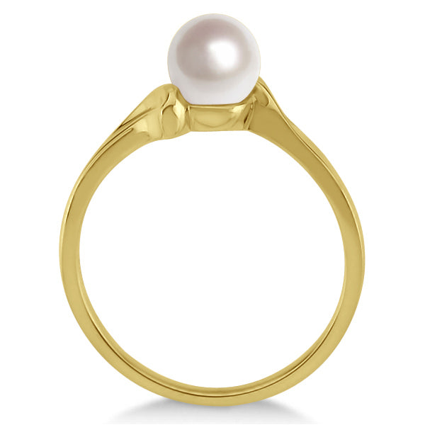 Solitaire Bypass Akoya Cultured Pearl Ring 14k Yellow Gold (5.50mm)