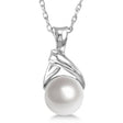 White Akoya Cultured Round Pearl Solitaire Pendant 14K White Gold 6mm
