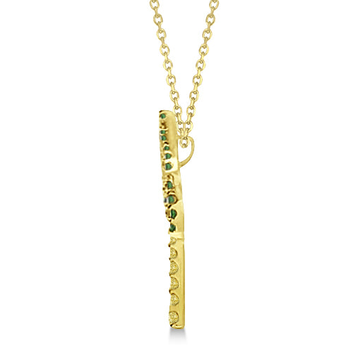 Tsavorite & Yellow Sapphire Palm Tree Necklace 14k Yellow Gold (0.30ct)