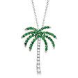 Tsavorite & Diamond Palm Tree Necklace 14k White Gold (0.30ct)