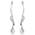 Freshwater Cultured Pearl & Diamond Drop Earrings .07ctw (6.50mm)