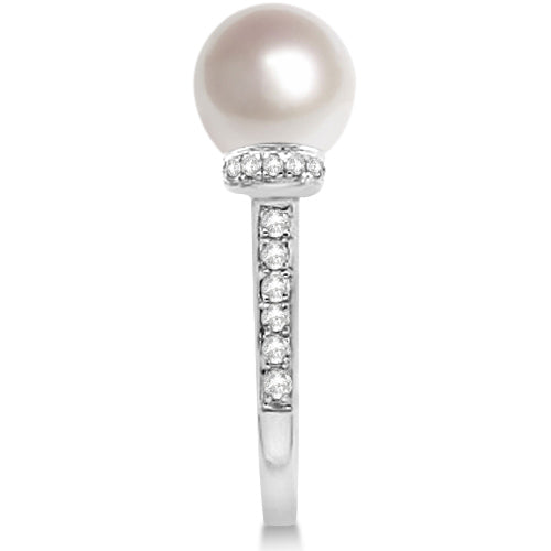Solitaire Freshwater Cultured Pearl and Diamond Ring 0.16ctw (8mm)