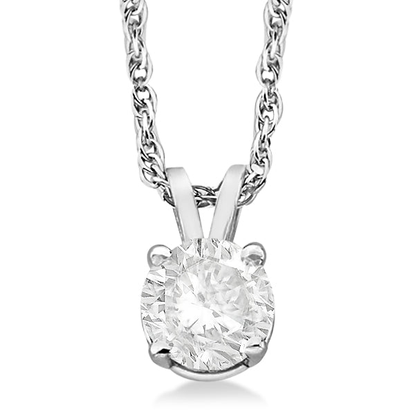 Prong Set Moissanite Solitaire Pendant Necklace 14K White Gold 0.50ct