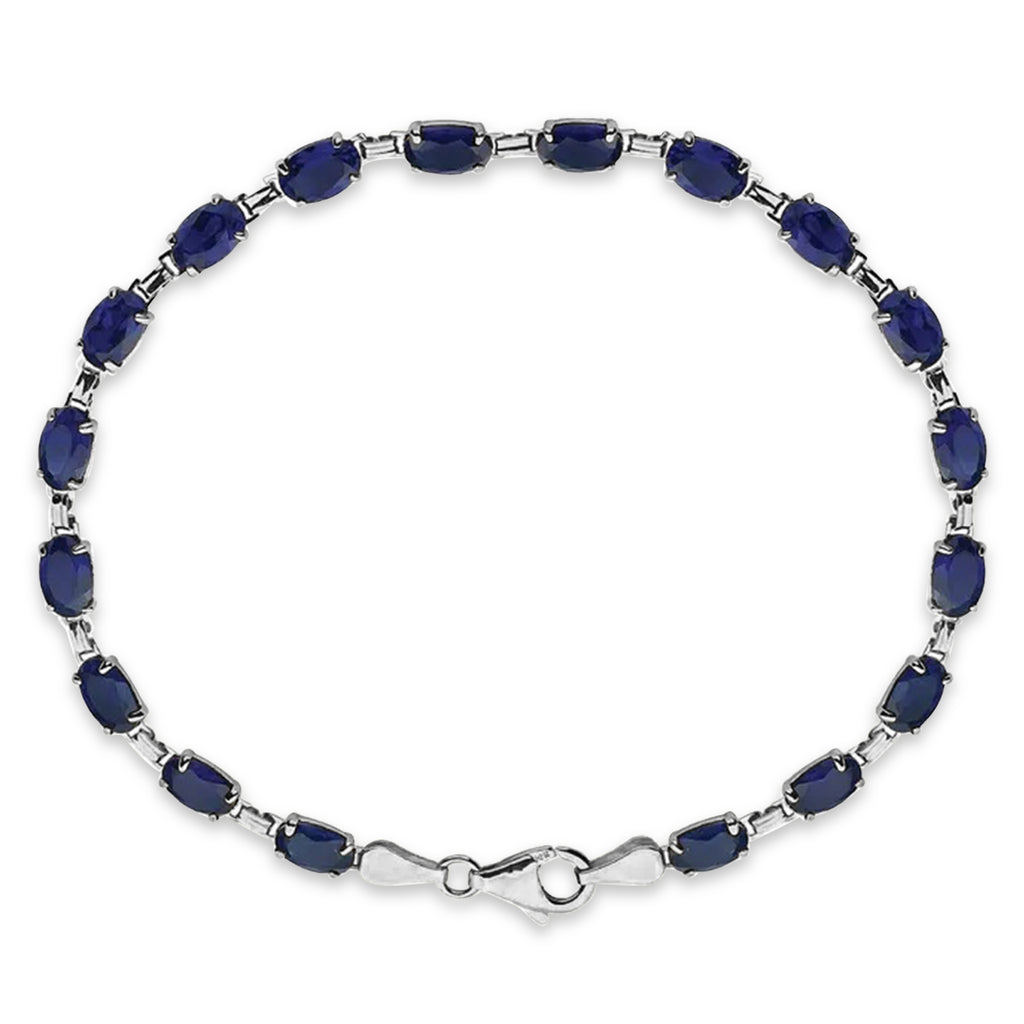 Lab Grown Blue Sapphire Bracelet 14K White Gold (0.56ct)