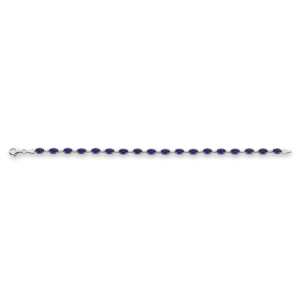 Lab Grown Blue Sapphire Bracelet 14K White Gold (0.56ct)