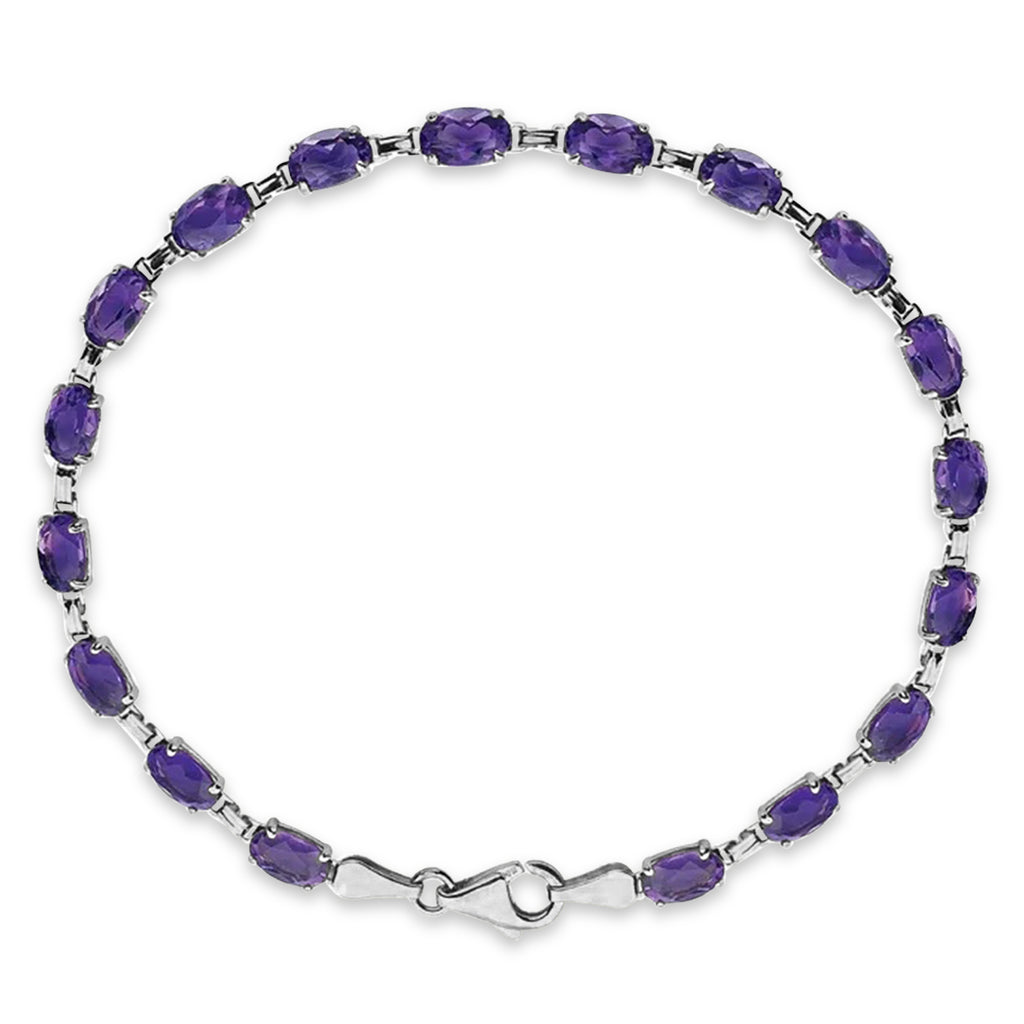 Natural Amethyst Bracelet 14K White Gold (0.44ct)