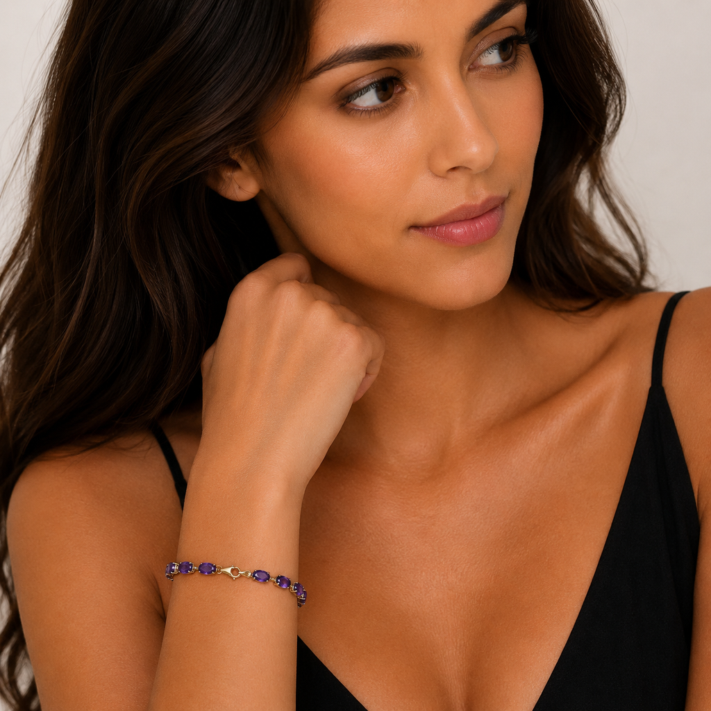 Natural Amethyst Bracelet 14K White Gold (0.44ct)