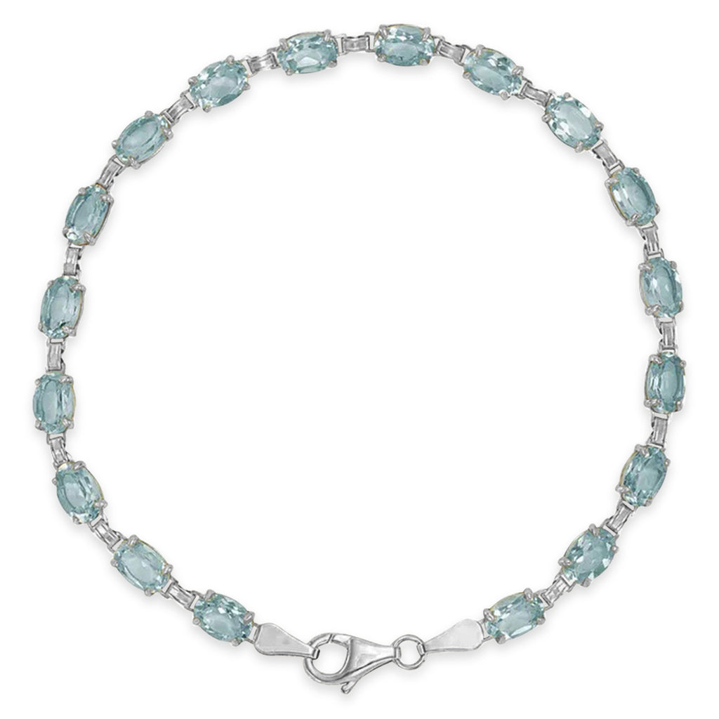 Natural Sky Blue Topaz Bracelet 14K White Gold (0.58ct)