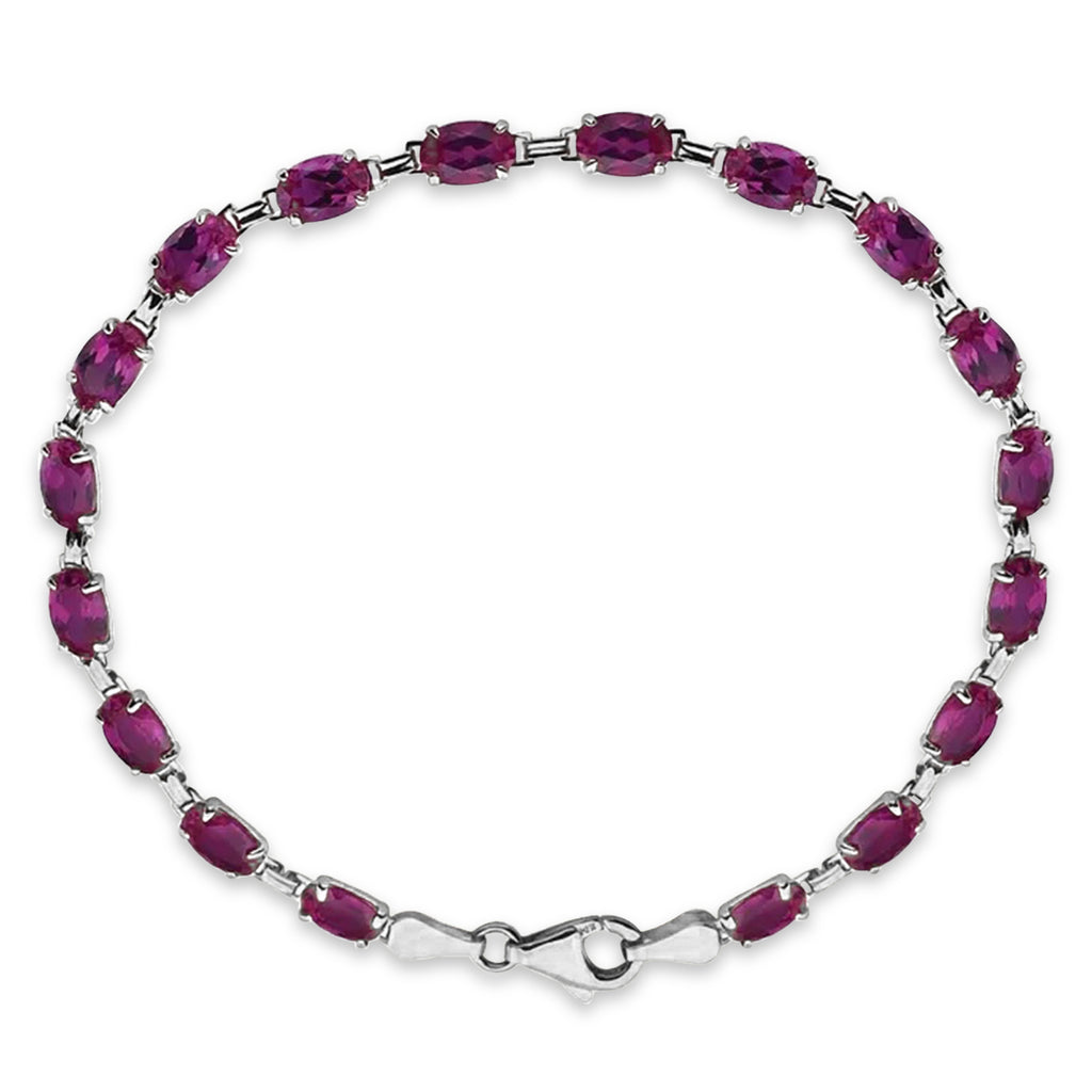 Lab Grown Ruby Bracelet 14K White Gold (0.60ct)