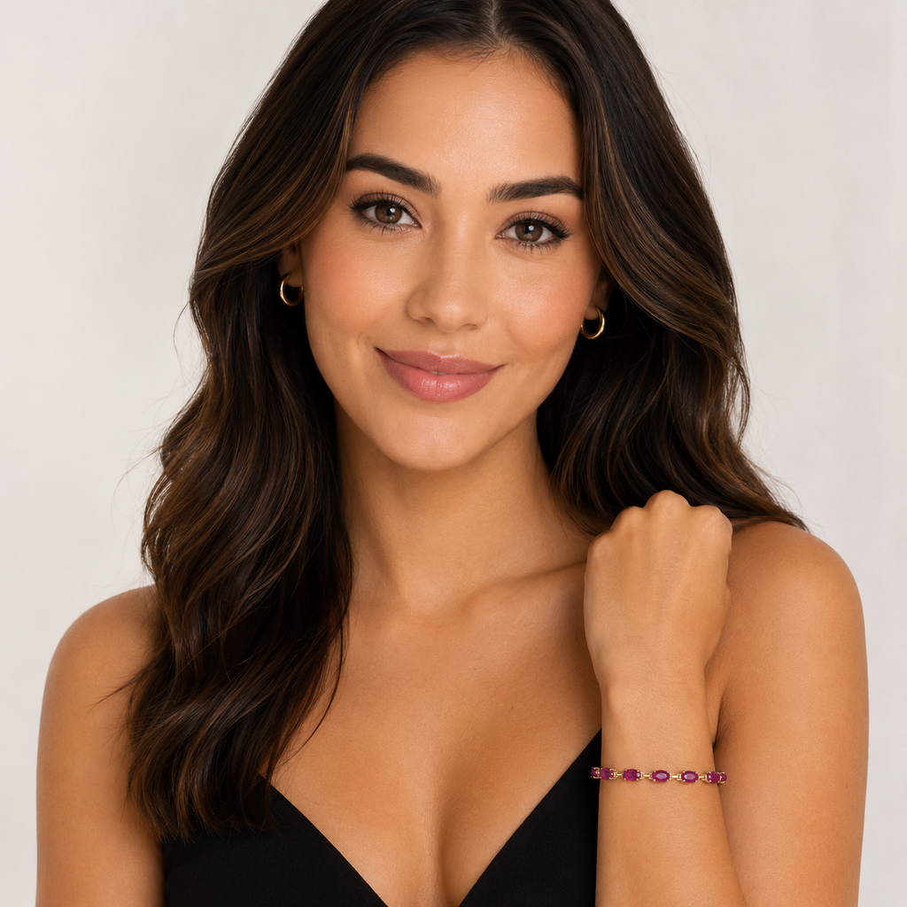 Lab Ruby Bracelet 14K Yellow Gold (0.60ct)