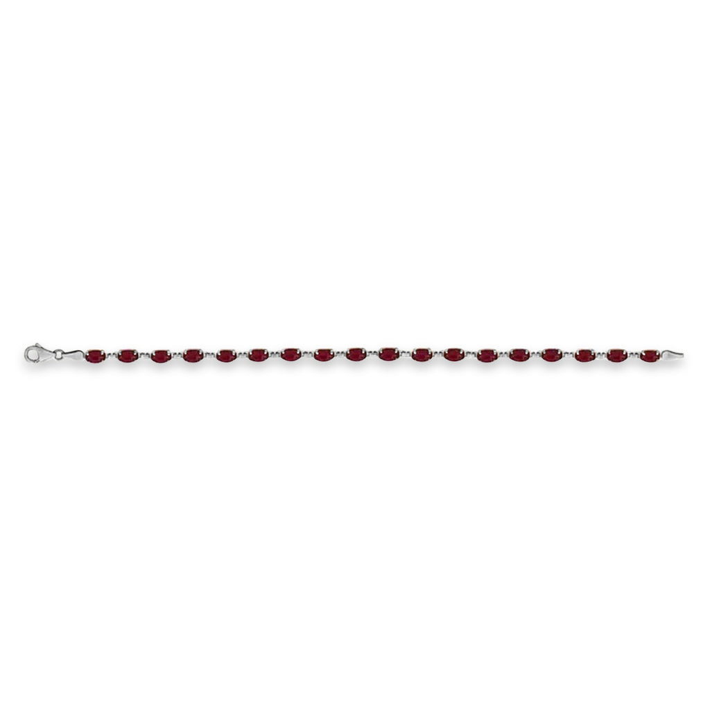 Natural Mozambique Garnet Bracelet 14K White Gold (0.58ct)