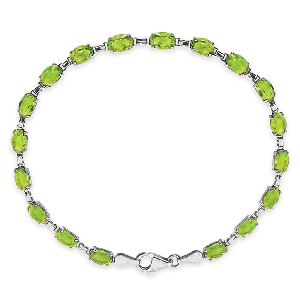 Natural Peridot Bracelet 14K White Gold (0.52ct)