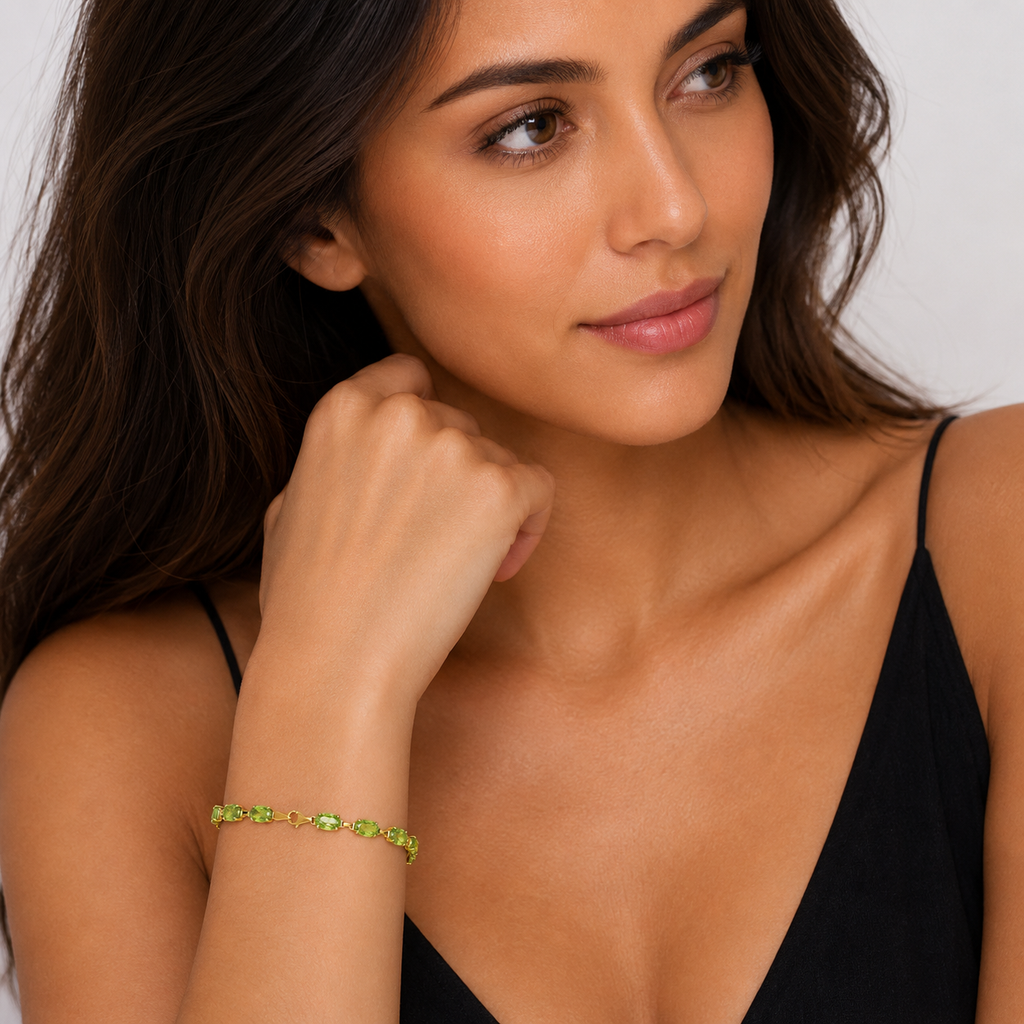 Natural Peridot Bracelet 14K Yellow Gold (0.52ct)