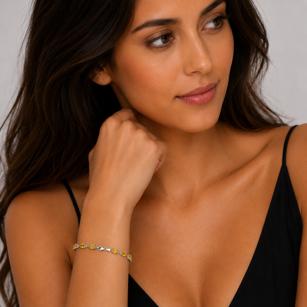 Natural Citrine Bracelet 14K White Gold (0.44ct)