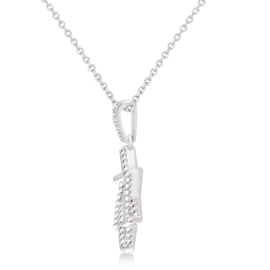 Natural Diamond Jewish Star of David Pendant Necklace 14K White Gold (0.025ct)