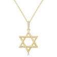 Natural Diamond Jewish Star of David Pendant Necklace 14K Yellow Gold (0.025ct)