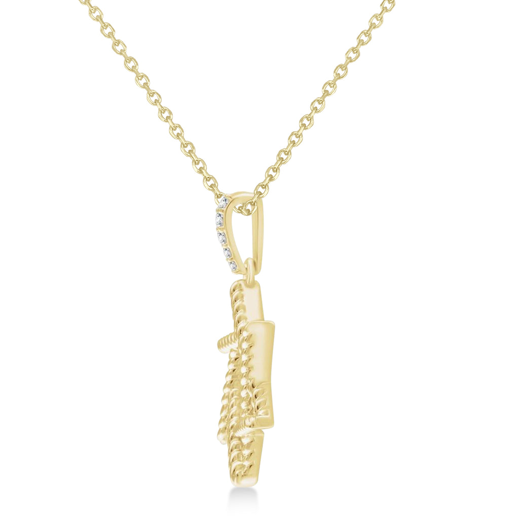 Natural Diamond Jewish Star of David Pendant Necklace 14K Yellow Gold (0.025ct)