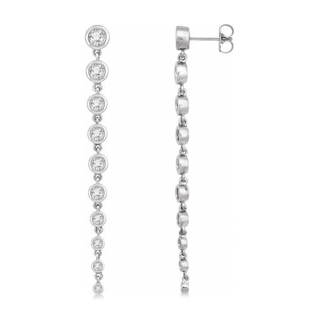 Lab Diamond Graduated Earrings 14K White Gold (1.75ct)