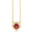 Round Mozambique Garnet Diamond Halo Pendant Necklace 14K Yellow Gold (0.54ct)