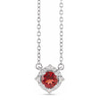 Round Mozambique Garnet Diamond Halo Pendant Necklace Sterling Silver (0.54ct)