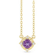 Round Amethyst Diamond Halo Pendant Necklace 14K Yellow Gold (0.54ct)