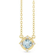 Round Aquamarine Diamond Halo Pendant Necklace 14K Yellow Gold (0.54ct)