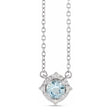 Round Aquamarine Diamond Halo Pendant Necklace 14K White Gold (0.54ct)