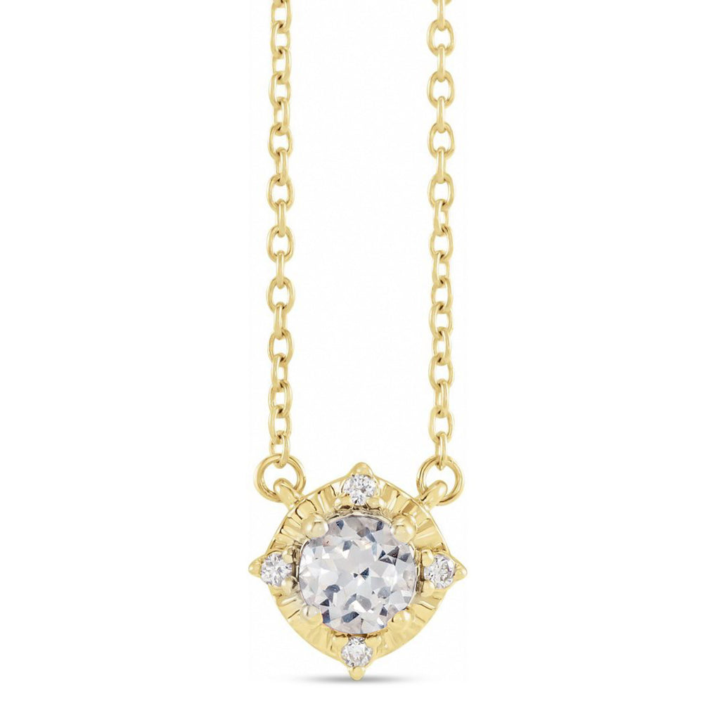 Round Lab  White Sapphire Diamond Halo Pendant Necklace 14K Yellow Gold (0.54ct)