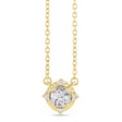 Round Lab  White Sapphire Diamond Halo Pendant Necklace 14K Yellow Gold (0.54ct)