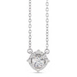 Round Lab  White Sapphire Diamond Halo Pendant Necklace 14K White Gold (0.54ct)