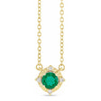 Round Lab  Emerald Diamond Halo Pendant Necklace 14K Yellow Gold (0.54ct)