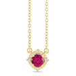 Round Lab  Ruby Diamond Halo Pendant Necklace 14K Yellow Gold (0.54ct)