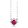 Round Lab  Ruby Diamond Halo Pendant Necklace Sterling Silver (0.54ct)