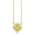 Round Peridot Diamond Halo Pendant Necklace 14K Yellow Gold (0.54ct)
