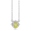 Round Peridot Diamond Halo Pendant Necklace Sterling Silver (0.54ct)
