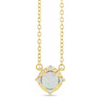 Round Lab  White Opal Diamond Halo Pendant Necklace 14K Yellow Gold (0.54ct)